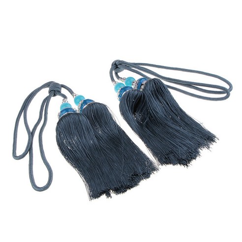 2pcs 교수형 비드 커튼 Tieback Tassels 커튼 커튼 용품에 대한 장식 프린지, 딥 블루, 폴리 에스터