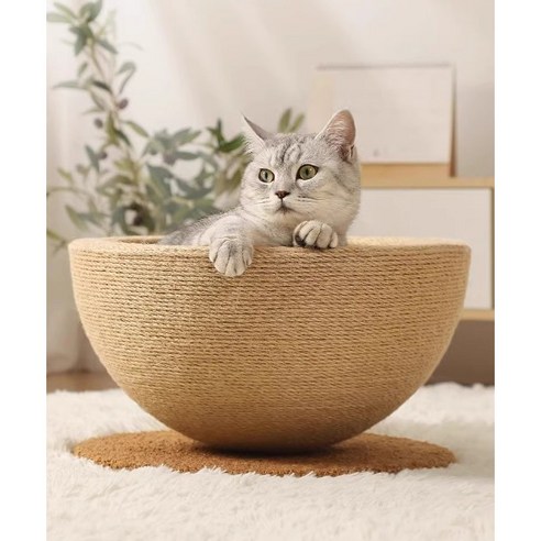 제이렉스 고양이 캣타워 스크래쳐 원형 바구니 의자, 수평형, 1개 고양이스크래쳐