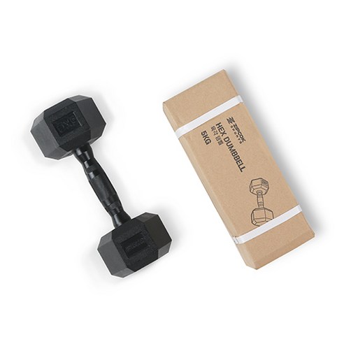 집콕스포츠 고무 육각 덤벨, 5kg, 1개