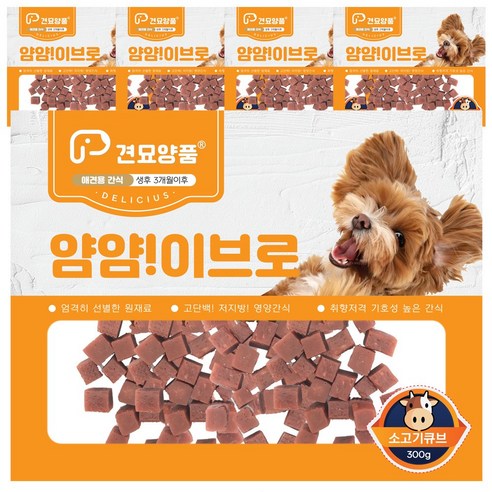 피플펫 강아지져키 견묘양품 얌얌이브로, 5개, 300g, 소고기큐브