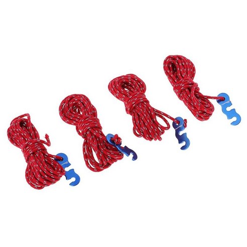 캠핑 배낭 하이킹을위한 4pcs 알루미늄 Guyline 텐트 코드 조절기가있는 4pcs 반사 가이 라인 로프, 레드, 설명