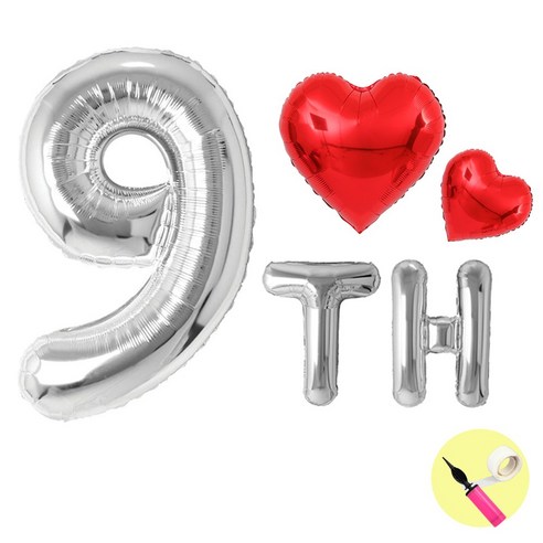 이벤트홀릭 1주년 풍선 숫자 파티 세트 이벤트 결혼 기념일, 9주년 풍선