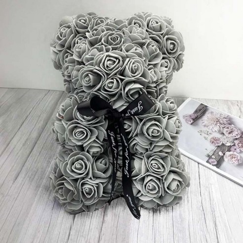 [LOVE MQ] 25cm 빨간 곰 인공 비누 장미 Teddi 곰 영원한 장미 꽃 크리스마스 발렌타인 선물 여자 친구 드롭 배송, 화이트
