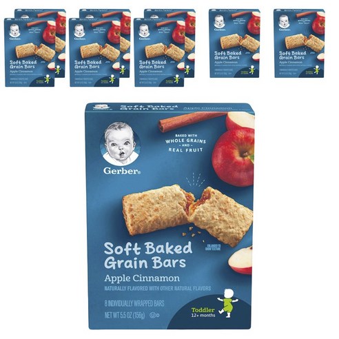 거버 소프트 베이크드 그레인 바 어린이곡물과자 19g, 사과 + 계피(Apple + Cinnamon), 72개