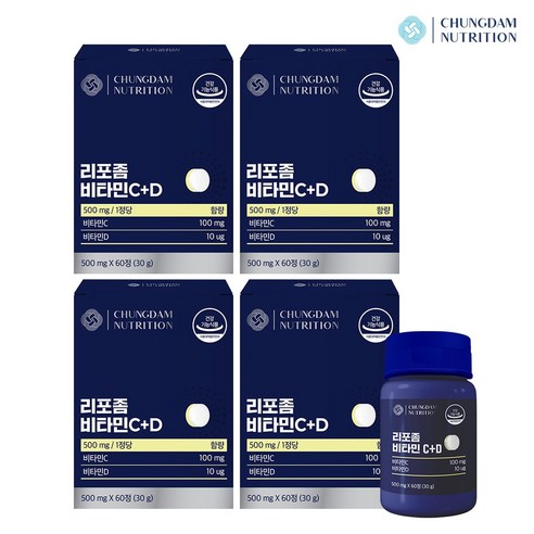청담뉴트리션 리포좀 비타민C+D 500mg, 4개, 60정