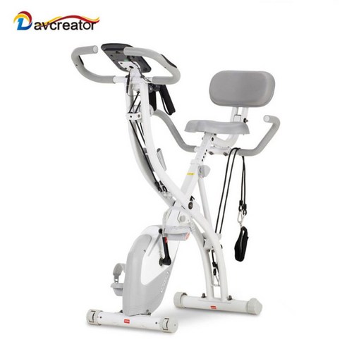 Davcreator 3-in-1 무소음 구름동력 가정용 접이식 실내 운동 자전거 팔힘줄+다리힘줄, 하얀+회색