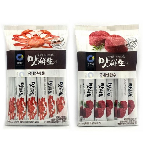 청정원 맛선생 스틱조미료 국내산해물+국내산한우 세트, 1set, 160g