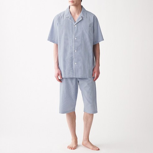 무인양품 MUJI 남성 사이드 심리스 서커 반소매 파자마 FBB30A1S
