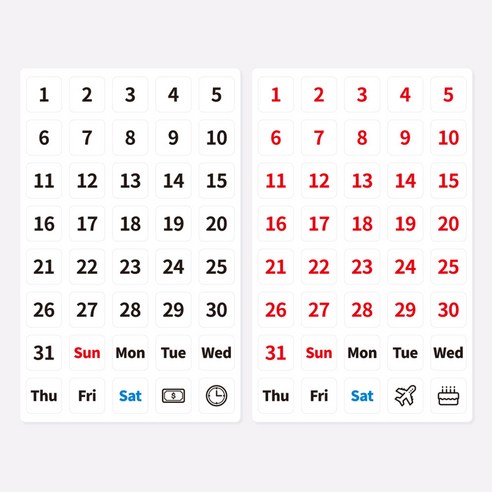 마그피아 일자 고무자석 1개 달력 날짜자석 숫자자석 요일, 레드
