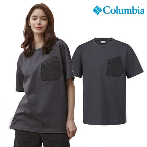컬럼비아 유니 패치 포켓 라운드 티셔츠 다크그레이 C22 YMD606