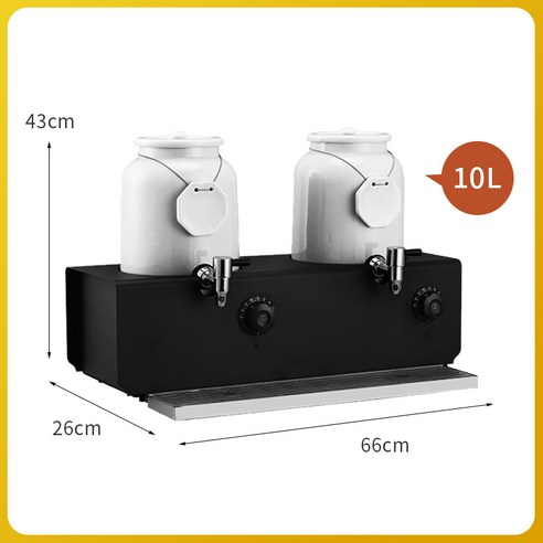 뷔페 보온 물통 전기 난방 커피 음료 기계 상업 주스 절연 용품 우유 업소용 보냉병 대용량 스텐, 블랙스틸베이스10L더블헤드화이트탱크