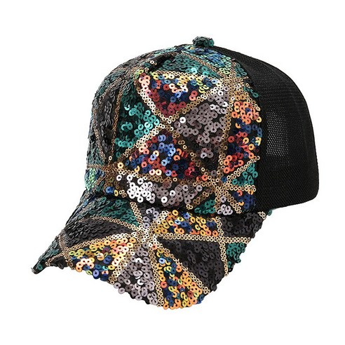 2022 스팽글 패션 한글 트렌드 오리털 모자 여여름 통기 자외선 차단 야구모 차양 모자, 조절 가능, 스팽글 A