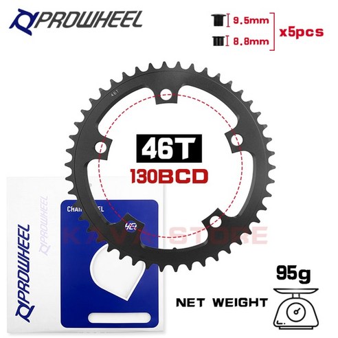 자전거부품 자전거 기어 크랭크 Prowheel-크랭크셋 자전거 170mm 130BCD 46T 접이식 체인링 싱글 플레, 04 170mm crank, 1개