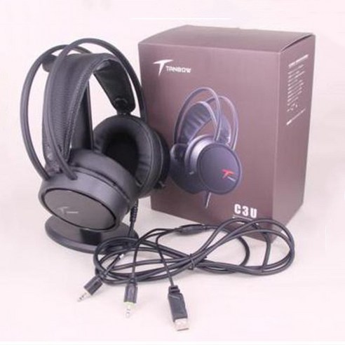 DFMEI 시베리아 굼벵이 C4 e스포츠 USB 케이블 헤드폰 PC방 닭먹기 게임 7.1발광 헤드셋, Tiantu C3 3 개의 플러그