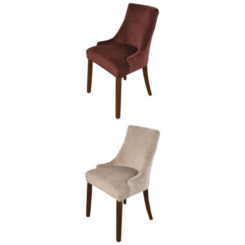 스트레치 등받이 의자 커버가있는 2x 의자 커버, 와인 레드, 폴리에스터 스판덱스