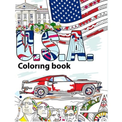 USA Coloring Book: Adult Colouring Fun Stress Relief Relaxation and Escape Paperback, Aryla Publishing