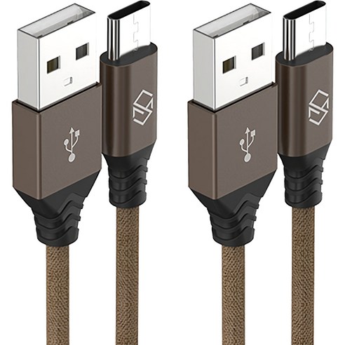 신지모루 USB-C 타입 더치 패브릭 케이블, 1m, 브라운, 2개입