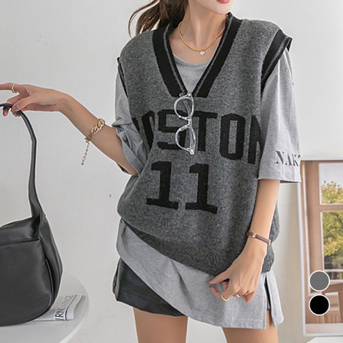 [OKㅣ강추] [나크21] (55~110) 레터링 브이넥 니트 조끼 NK23-J-26 [OKNOWㅣ추천상품]