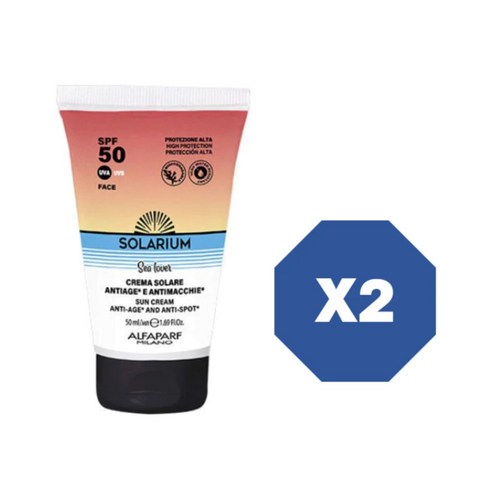 SOLARIUM 솔라리움 SPF 50 페이스 선 크림 50ml X2, 2개