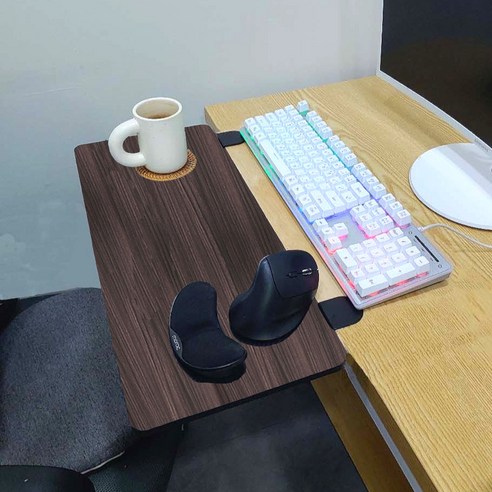 컴퓨터 책상연장선반 책상확장 키보드 거치대 받침 책상 DD078, 1개, 다크브라운(중형)