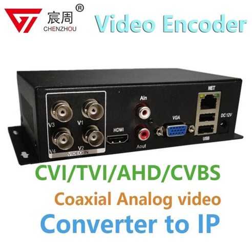 오디오변환기 CCTV 비디오 인코더 아날로그-네트워크 감시 변환기 서버 ahd cvi cvbs 변환기-ip 아날로그 동축 4CH 1CH & Video Encoder surveil, 01 4CH Video Encoder, 01 US power adapter