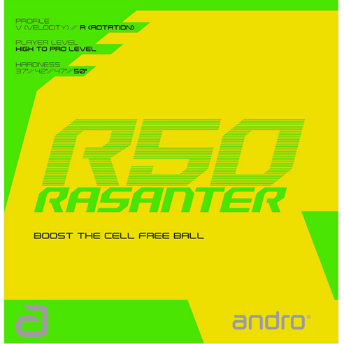 안드로 라잔터 R50 탁구러버는 스핀력과 파워로 인해 경쾌하게 공을 컨트롤할 수 있는 제품입니다.