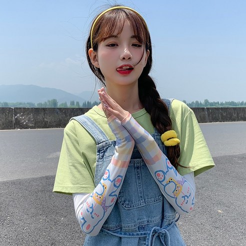 DFMEI 아이스 실크 자외선 차단제 소매 여성용 여름 여행 UV 보호 양산 팔 보호대, DFMEI 색 토끼