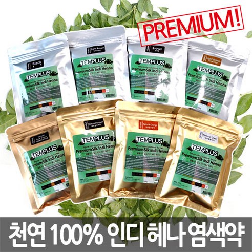 템플러스 프리미엄 실크 인디 헤나 염색약 파우더 100g, 내츄럴오렌지, 2개