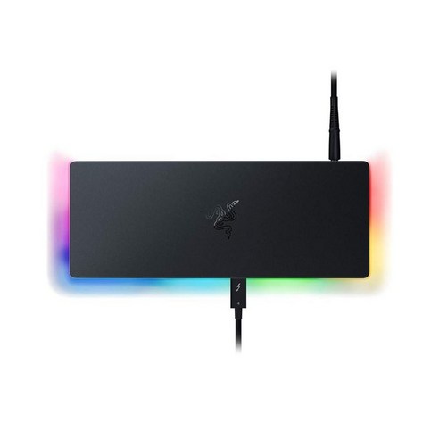 레이저 Razer 썬더볼트 4 도크 10개 포트 포함 듀얼 4K 싱글 8K 영상 출력 범용 호환성 RGB 조명 크로마, RGB 조명이 있는 클래식 블랙, RGB 조명이 있는 클래식 블랙