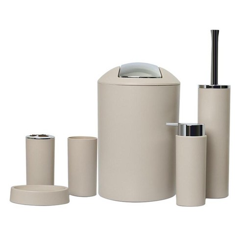 6Pcs 욕실 액세서리 욕실을 깨끗하고 깔끔하게 유지하는 욕실 필수품 키트, {"색상":"베이지"}, {"사이즈":"설명"}, {"수건소재":"플라스틱"}