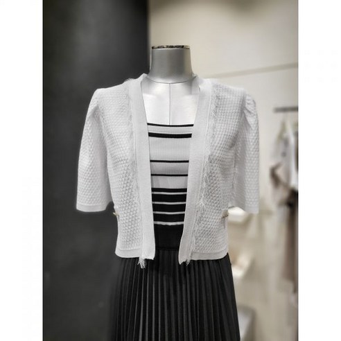 [에고이스트]메탈 믹스 하프 슬리브 니트 가디건 EN2KG561