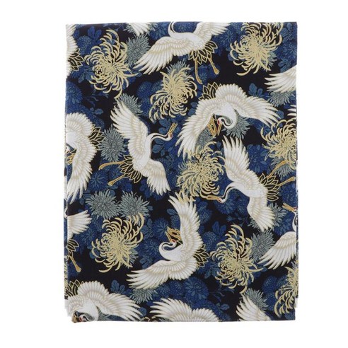 마당 옆의 일본 직물 전통적인 디자인의 인쇄 꽃 패턴 실내 장식을위한 면직물 장식 직물 및 가정 악센트 1, 국화 블루, 코튼