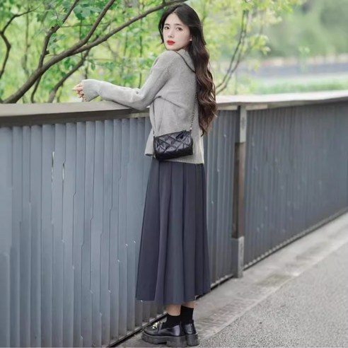 롱 플리츠스커트 xl gray 추천상품 봄과 가을의 상큼한 바람을 담은 상큼발랄 롱 주름 스커트