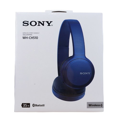 소니 와이어리스 스테레오 헤드셋 블루투스헤드폰, Blue, WH-CH510