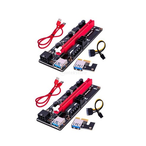 전문 그래픽 어댑터 카드 2x PCI-E 1x ~ 16x 2X 6PIN, 13x4.4x1.2cm, 빨간, 플라스틱