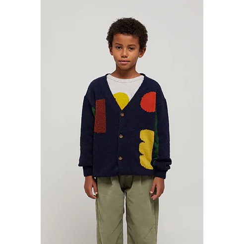 [BOBO CHOSES] 보보쇼즈 23FW 키즈 니트 Geometric Shapes intarsia cardigan 223AC121