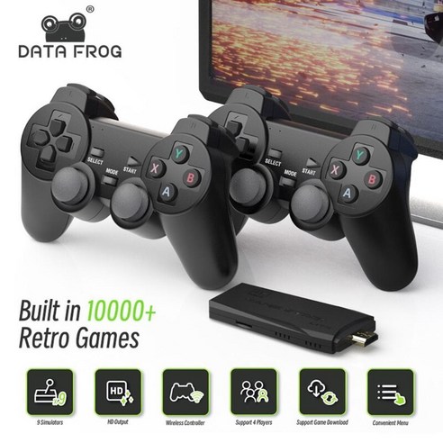 DATA FROG 비디오 게임 콘솔 24G 무선 컨트롤러 내장 4K 10000 스틱 PS, [04], 1개