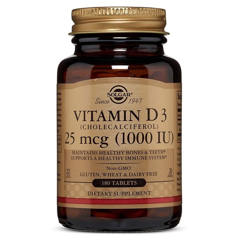 솔가 비타민 D3 (콜레칼시페롤) 1000IU 타블렛, 1개, 180정