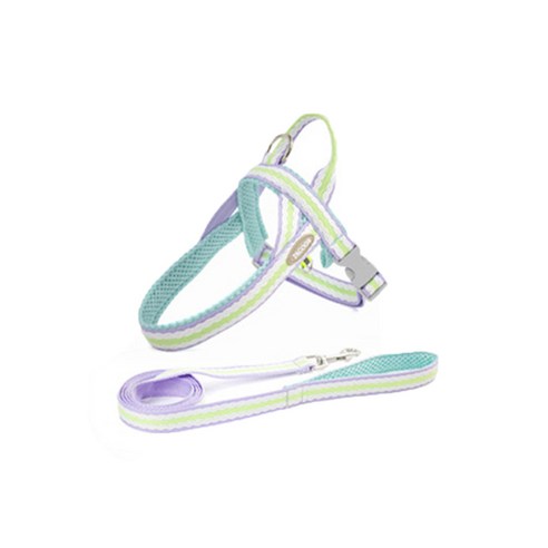 개과천선 레스텔 강아지 하네스 리드줄 세트 반려견 산책줄 애견 외출 용품 메쉬 고양이, 민트, 1개