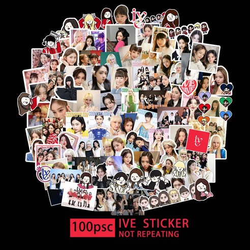 오커린 아이브 도무송 스티커 100매 IVE 굿즈 아이돌 걸그룹, IVE-STICKER-1
