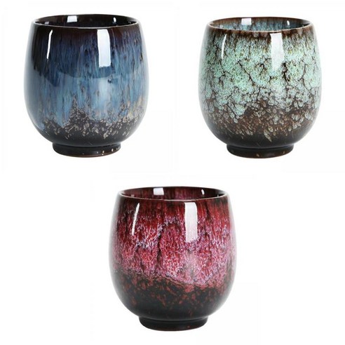 3 조각 세라믹 찻잔 도자기 찻잔 쿵푸 컵 음료 용기 선물 160ml, {"사이즈":"7.5x7.5cm"}, {"수건소재":"세라믹"}, 여러 가지 빛깔의