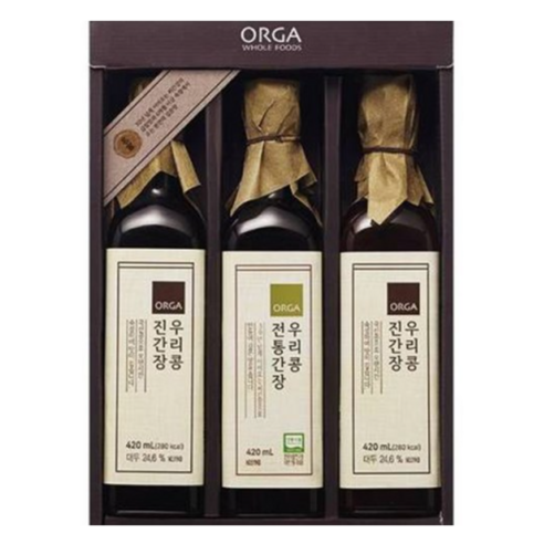 올가홀푸드 우리콩 간장 선물세트, 420ml, 5세트 - 양조간장 | 쿠팡