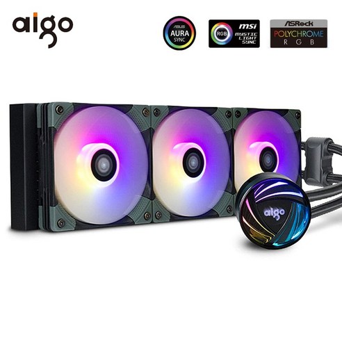 Aigo 워터 쿨러 360mm PWM 팬 라디에이터 인텔 LGA1200 RGB 수냉 AIO CPU 액체 쿨러 인텔 1150/1151/2011/AM3/AM4 용|Fans & C, 1개, CHINA, AT240 Black