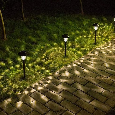 태양광 아웃도어 led 잔디 램프 스테인리스 글라스 정원 조경 장식 플러그인, 황색 빛