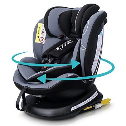 리클 어린이용 시트 360 회전 신생아~12세(0-36kg) ISOFIX 안전벨트 여밈(블랙), 블랙