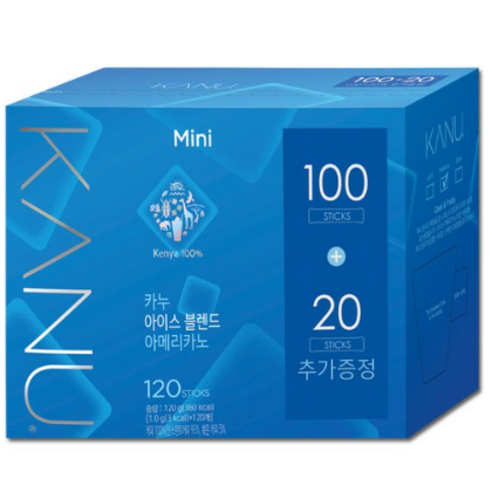 동서 맥심 카누 미니 아이스 블렌드 아메리카노 100T+20T X 2개(240T) 일회용 원두 커피, 1g, 120개입, 2개