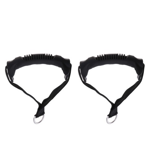 2pcs 휘트니스 장비 피팅 당겨 밧줄 그립 스트레치 로프 훈련 핸들, 블랙, 14cm, Polyster PVC