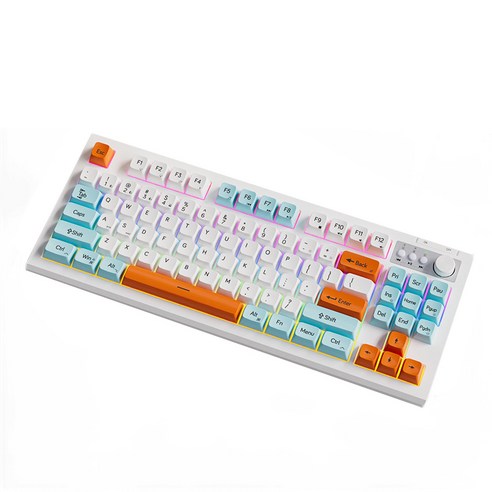 PYHO 유무선 2.4G/BT 블루투스듀얼 모드 키보드 무소음 키보드 사무용 무선 게임 키보드 게이밍 키보드 고품질 V87 키보드0316, 그레이, 텐키리스