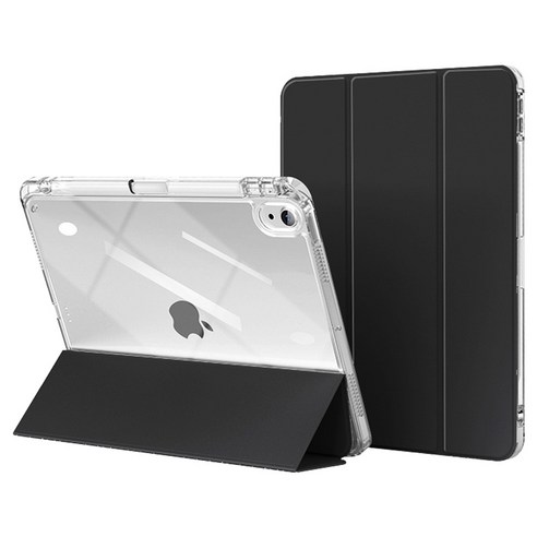 아이패드프로 11인치 3 4 5 6세대 애플펜슬 수납 투명 하이브리드 커버 케이스 IF-81, 블랙, 블랙