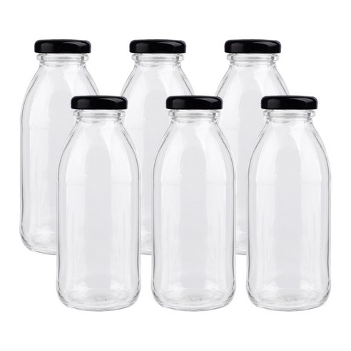 가인글로벌 밀크티300 유리병, 38러그캡 (블랙), 6개, 300ml
